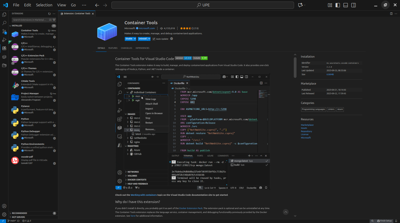 Container Tools Extension