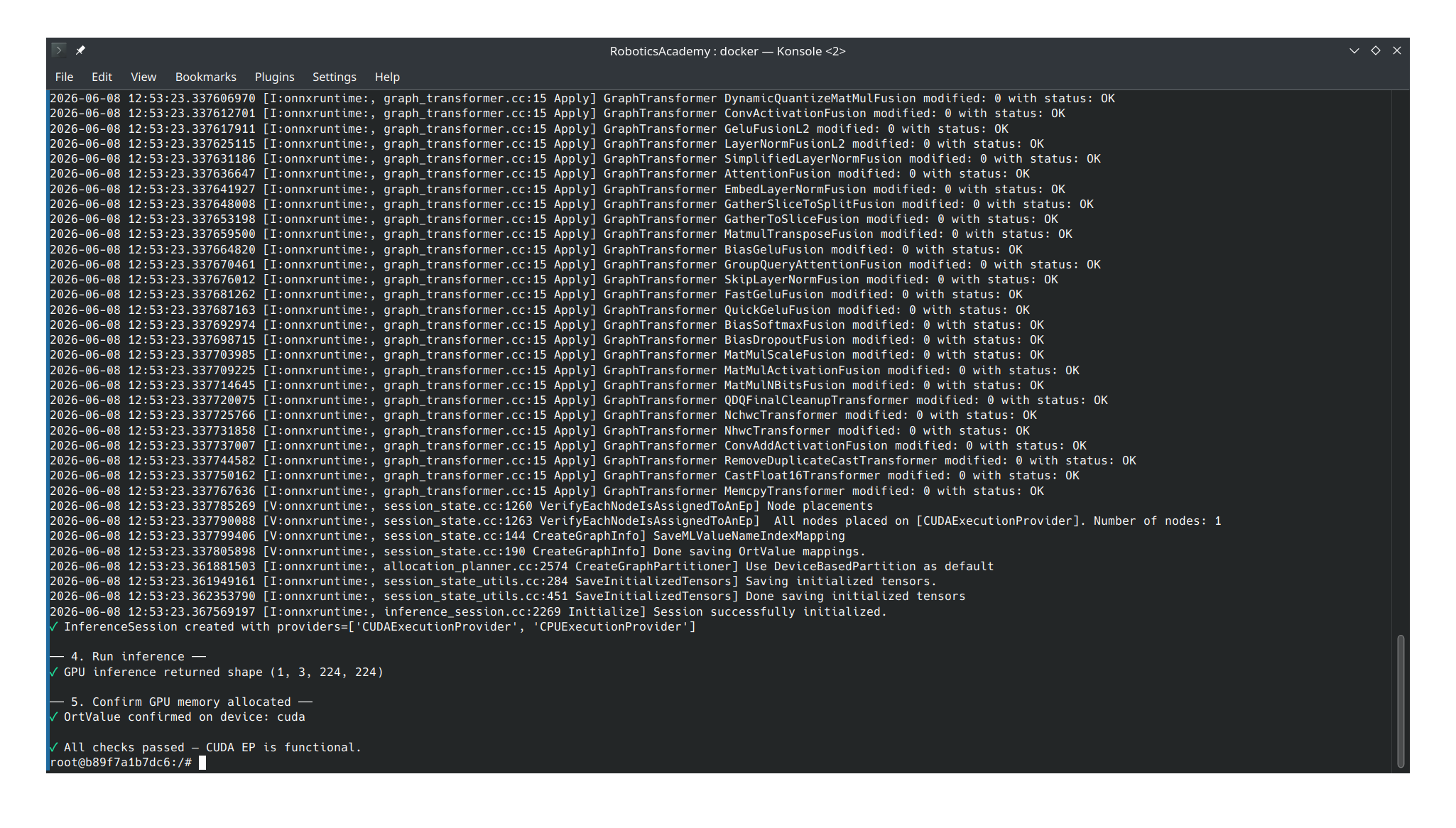 GPU inference verification — CUDAExecutionProvider confirmed functional on GTX 1650