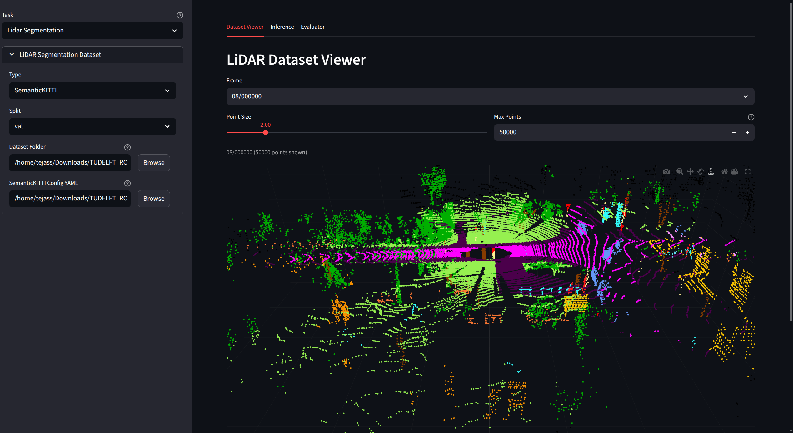 LiDAR segmentation dataset viewer preview