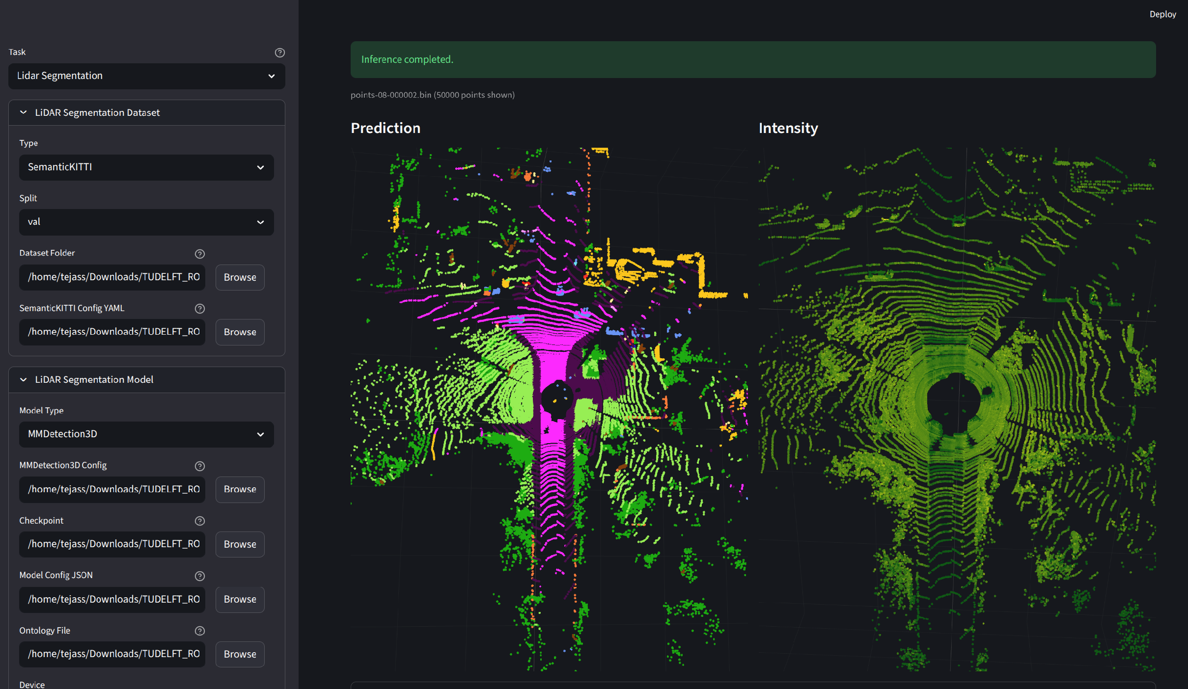 LiDAR segmentation inference preview